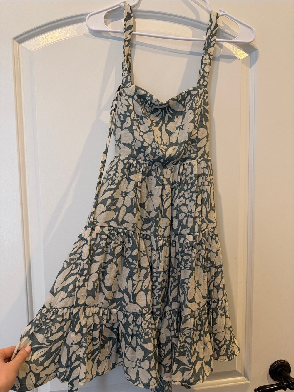 Floral Tiered Sundress in Sage and Cream